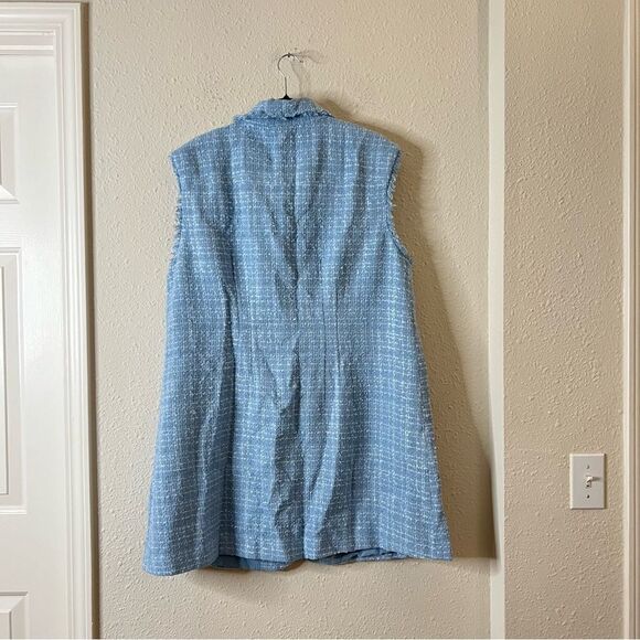 Anthropologie Maeve Sleeveless Tweed Blazer Mini Dress NEW Plus Size 18W in Blue - Picture 9 of 13